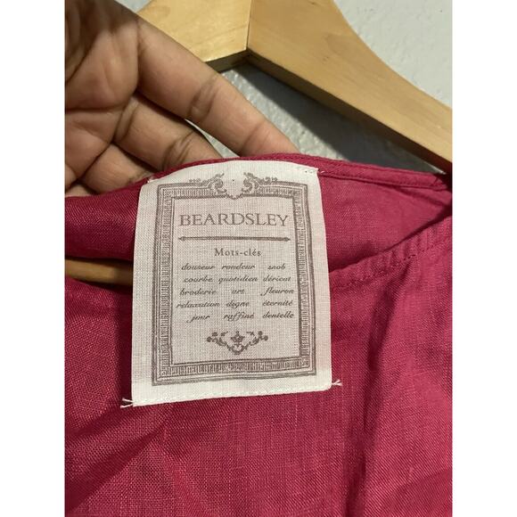 Beardsley Japan Womens Top One Size Fuschia Linen Cap Sleeve Relaxed Lagenlook - Picture 2 of 6